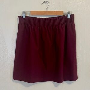J Crew Factory Burgundy Wool Blend Mini Skirt with Pockets, Size 10